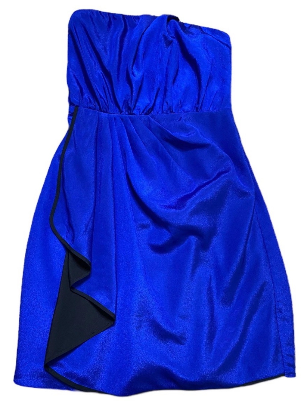Y2K Express Women 6 Strapless Wrap Ruffle Dress Cobalt Blue